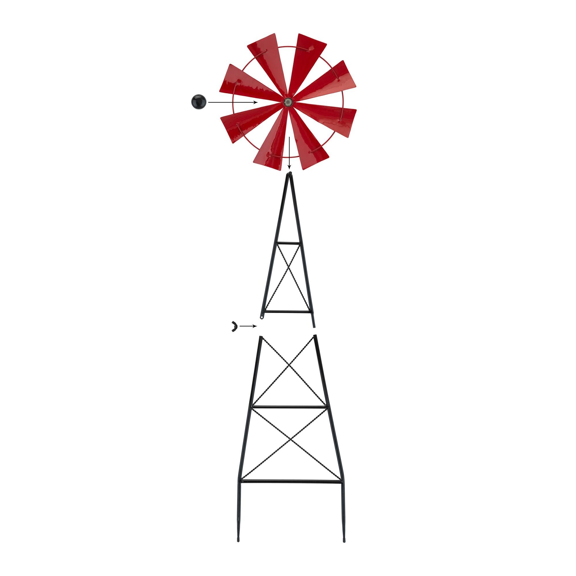 Glitzhome® 3.5ft Red Metal Wind Spinner Yard Stake